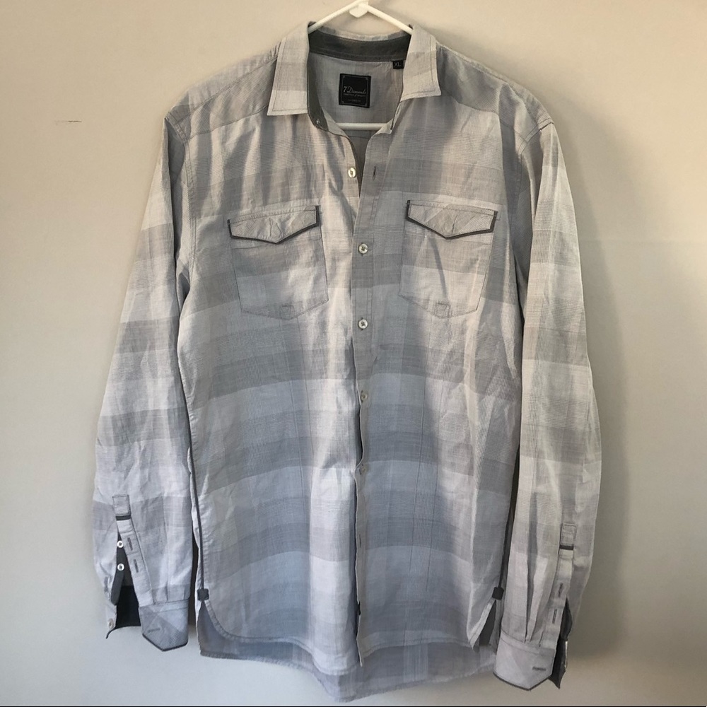 Men’s 7 Diamond Grey Button Down Shirt